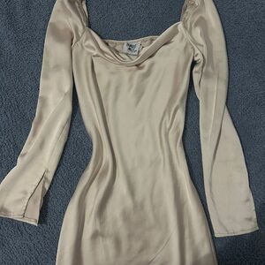 Princess Polly Chanpagne Long Sleeve Mini Dress